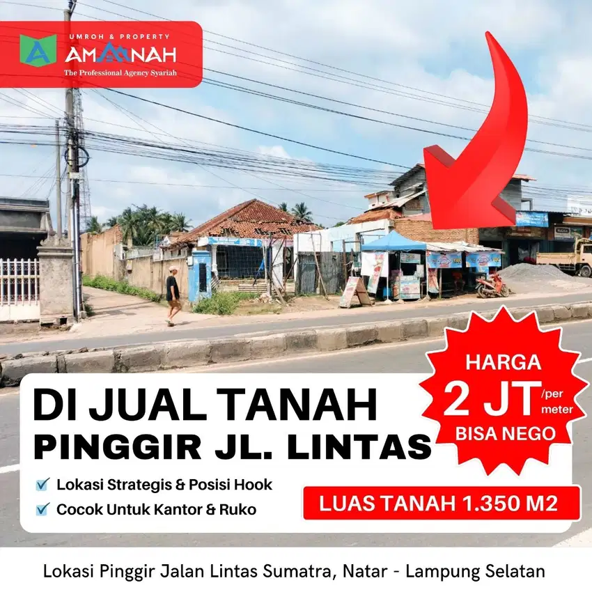 DI JUAL TANAH DI PINGGIR JALAN LINTAS COCOK UNTUK SEGALA MACAM USAHA