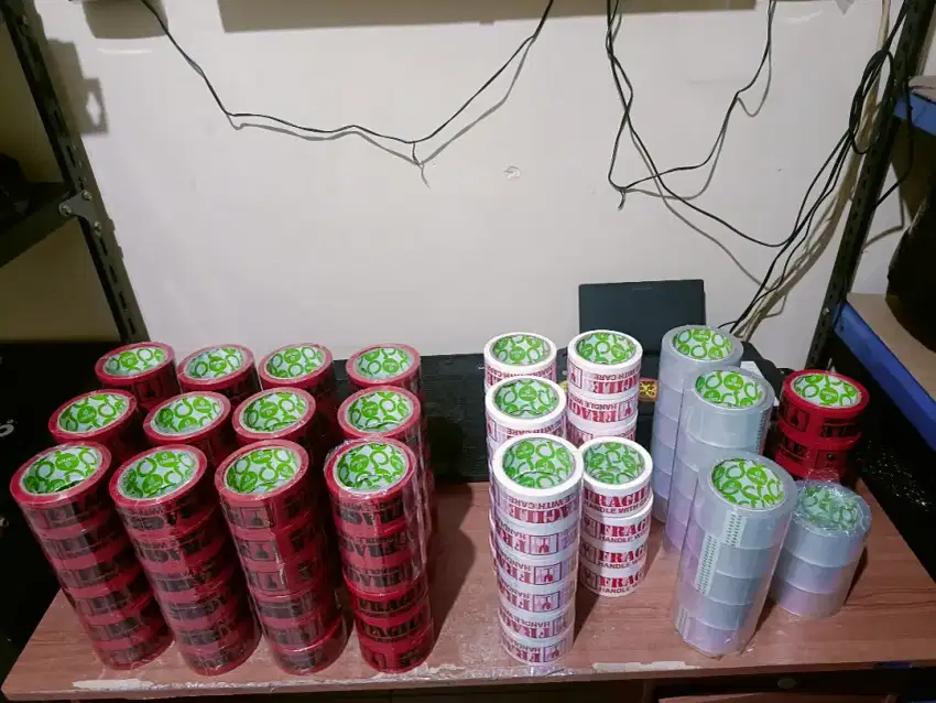 Paket Lakban Packing Bening, Fragile Merah Putih Harga semua lakban