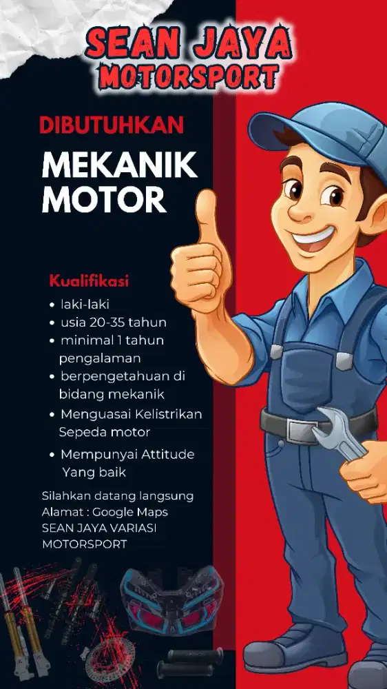 LOWONGAN KERJA MEKANIK MOTOR
