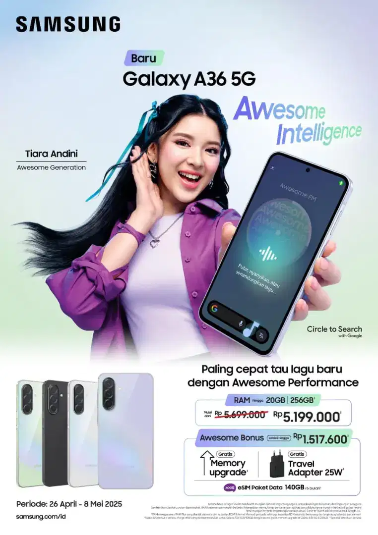 Samsung A36 5G 8/256 Free Upgrade Memory 500rb