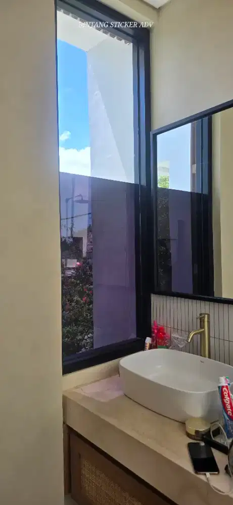 Sticker sunblas polos motif cutting dan riben kaca film menahan panas