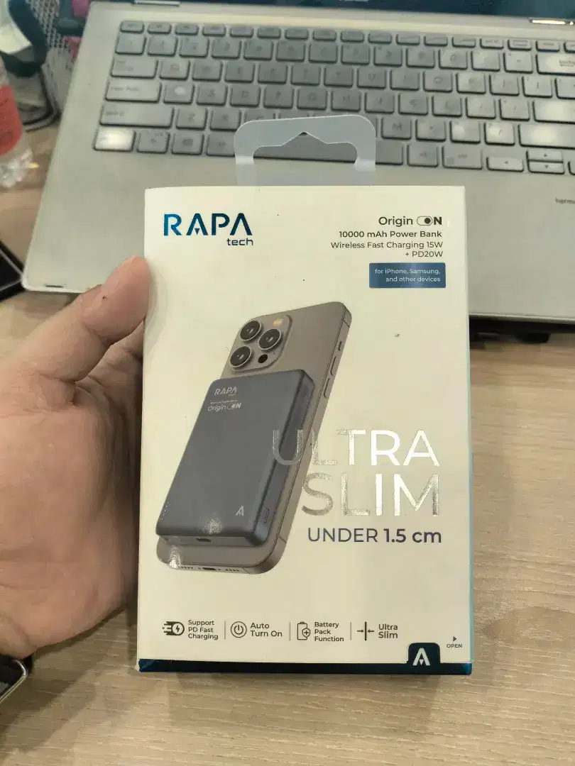 POWER BANK RAPA TECH 10000 mAh WIRELESS FAST CHARGING 15W + PD20W