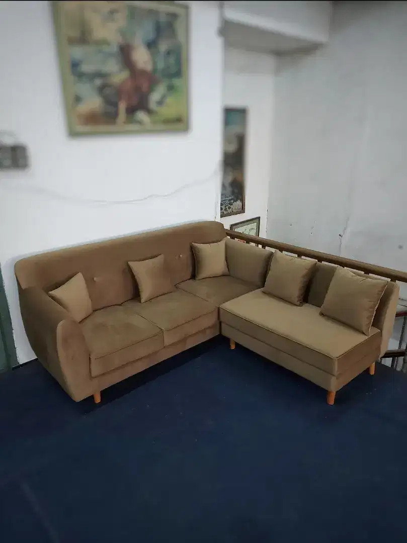 SET Sofa L Retro 3.1seater + Bantal Sofa - Kursi Tamu