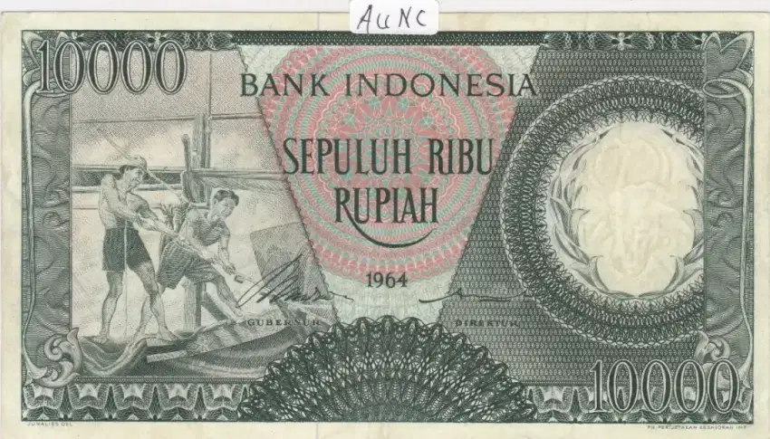 Uang 10.000 tahun 1964 kondisi unc