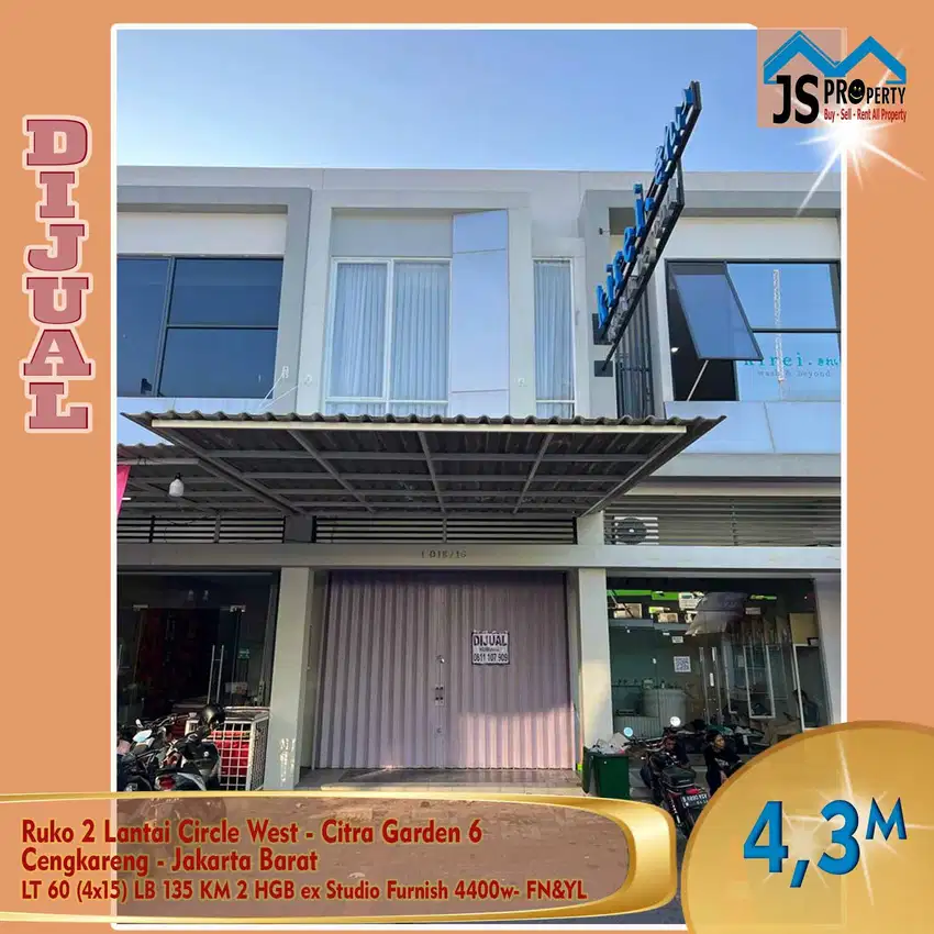 DIJUAL Ruko 2 Lantai ex Studio  Circle West - Citra Garden 6  Cengkare