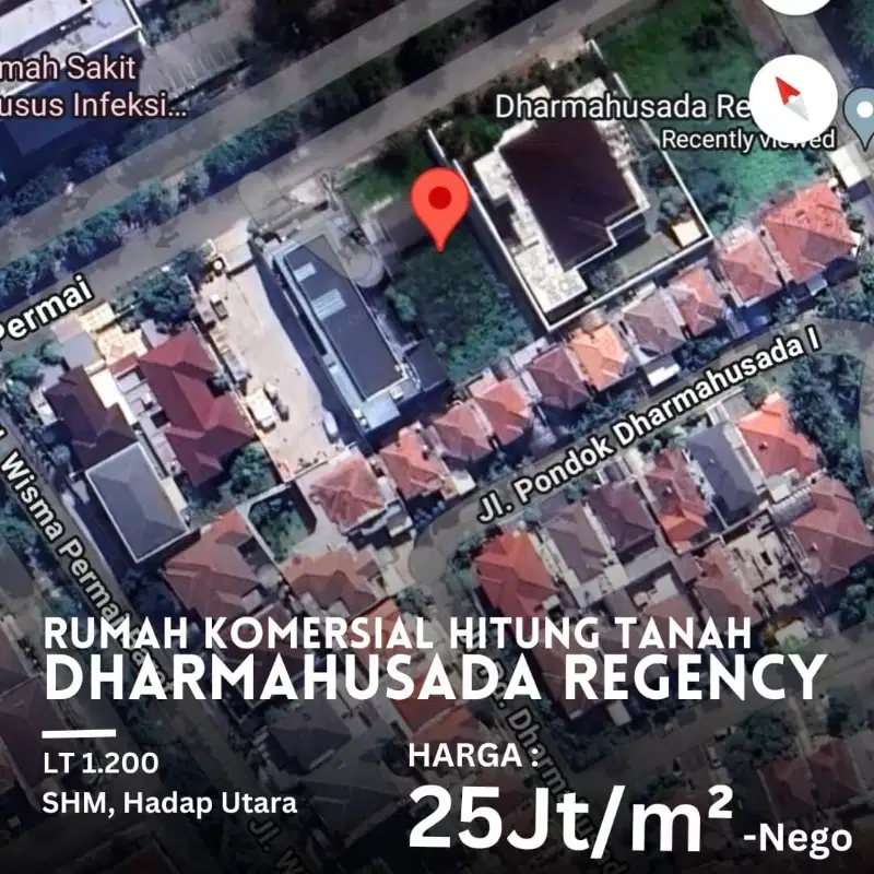 DIJUAL RUMAH DHARMAHUSADA REGENCY ROW JALAN KEMBAR