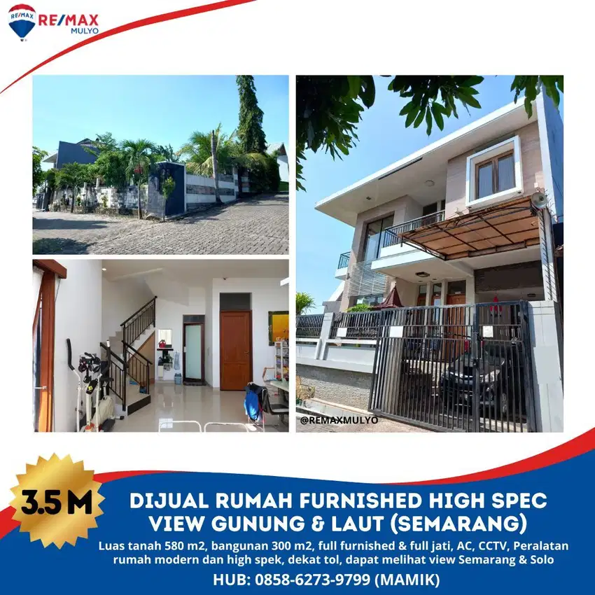 DIJUAL RUMAH FURNISHED HIGH SPEC DENGAN VIEW LAUT & GUNUNG