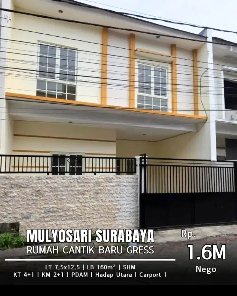 Dijual rumah baru gress mulyosari dekat its pcm galaxy