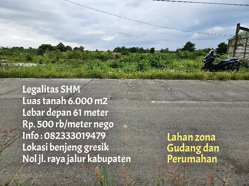 Termurah lahan zona gudang nol jl raya benjeng gresik