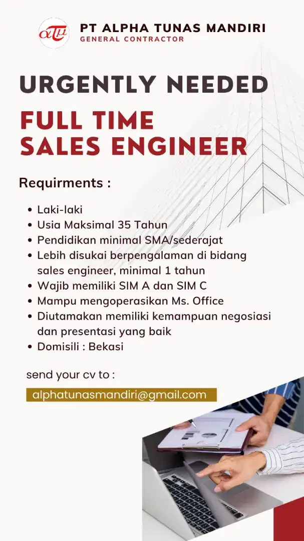 Dibutuhkan Sales Engineer