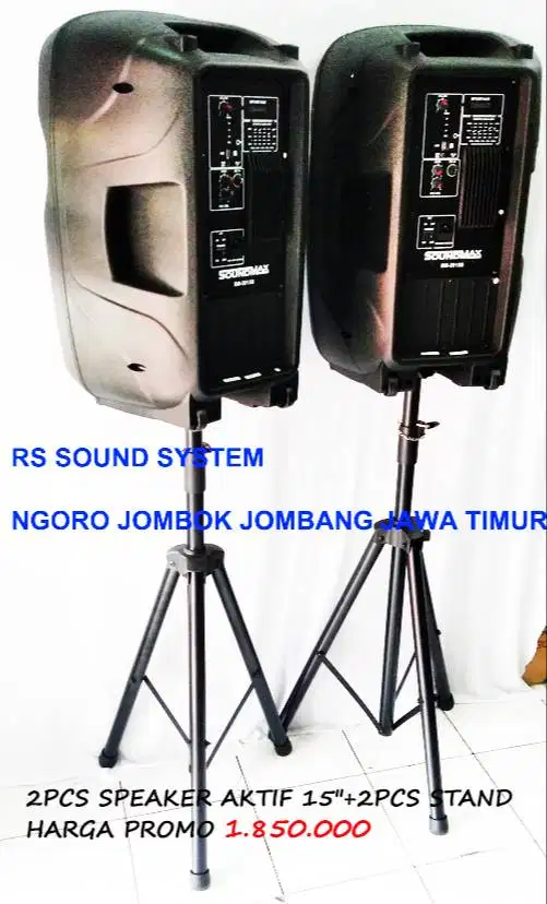 2 speaker aktif 15 lengkap  2 stand