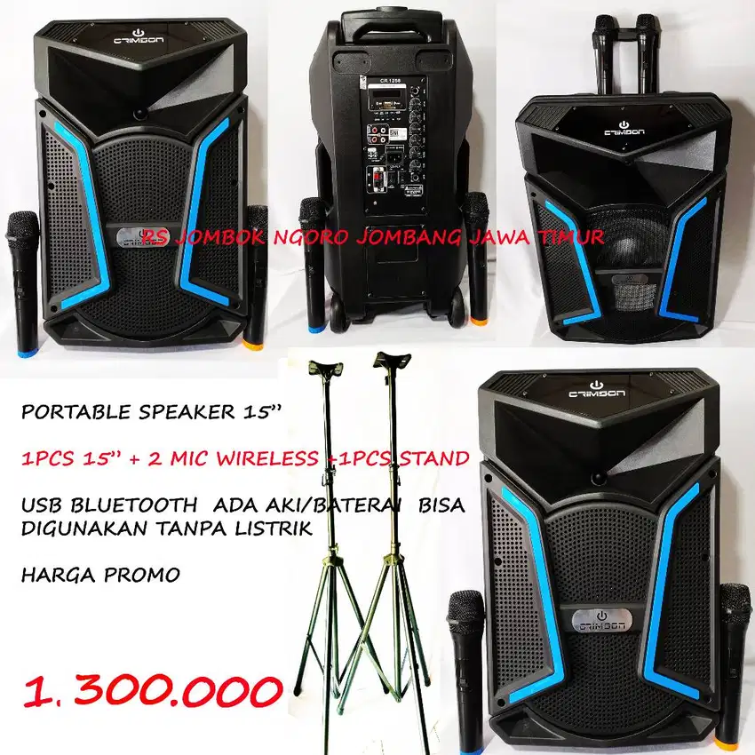 speaker portable 15  lengkap  stand