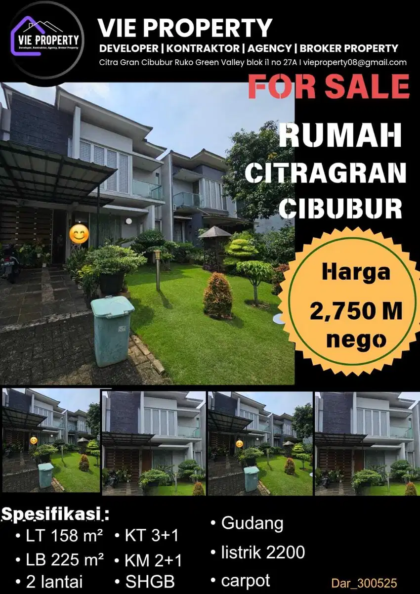 Jual Rumah Cantik Dalam Cluster Favorite. Citragran Cibubur.
