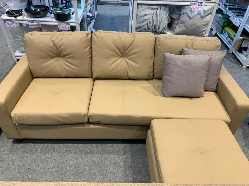 Sofa Modular Sudut Fabric - Cokelat