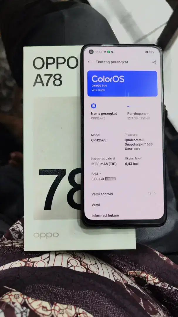 Oppo A78 8+4/256 like new resmi lnglp ori no minus TT masuk