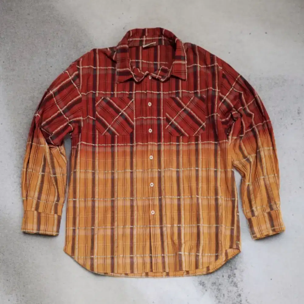 Vintage Gradient Two Tone Shirt Kemeja Import