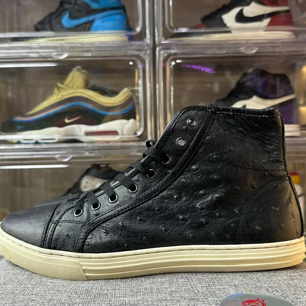 GUCCI GENUINE GREG OSTRICH SKIN HIGH CUT SNEAKERS