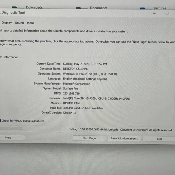 Laptop Surface Pro Core i5 Gen7 Ram 8Gb SSD 256Gb 12.5inch Touch D-VN