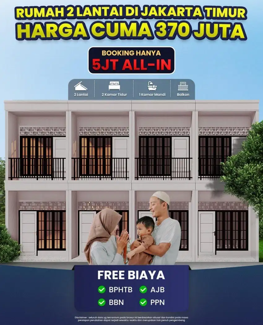 Rumah Baru Minimalis dalam Cluster dekat Cijantung, Kramat Jati, PGC