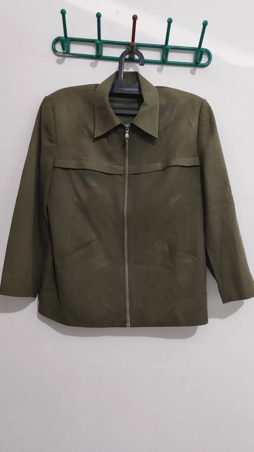 jas kemeja jaket pria full furing warna hijau army size L