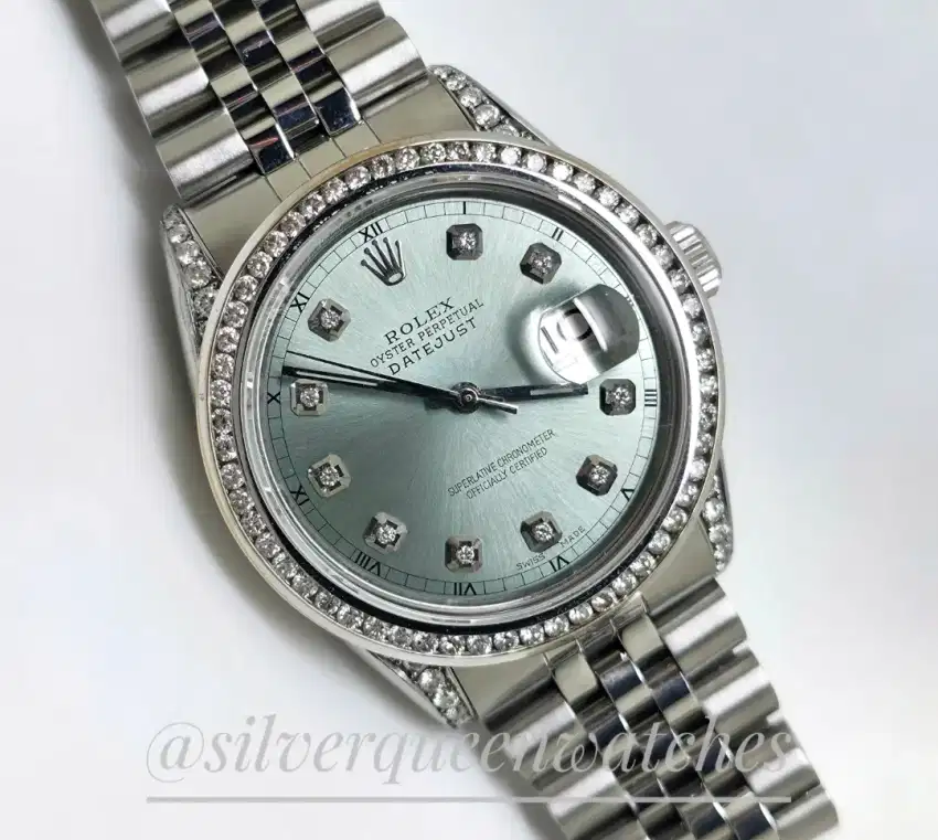 Rolex Men Ice Green diamonds Kaki Diamonds