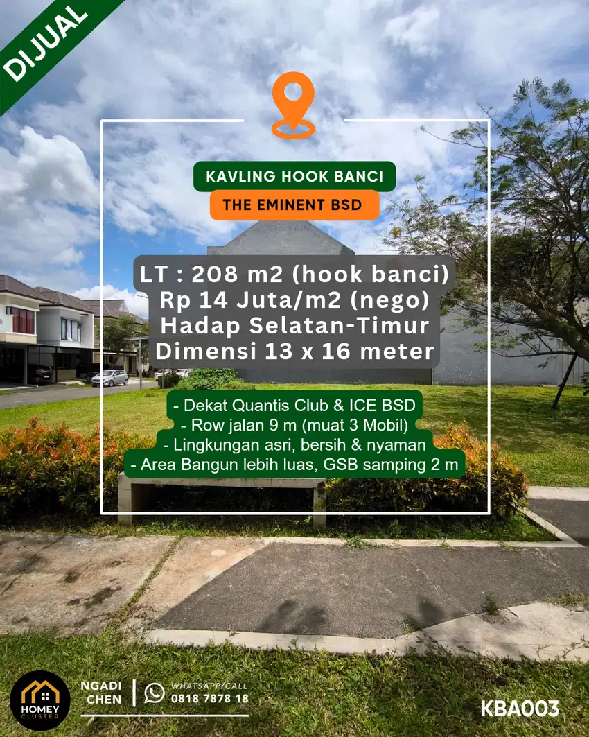 Kavling Kotak Hook Banci 208m² The Eminent BSD