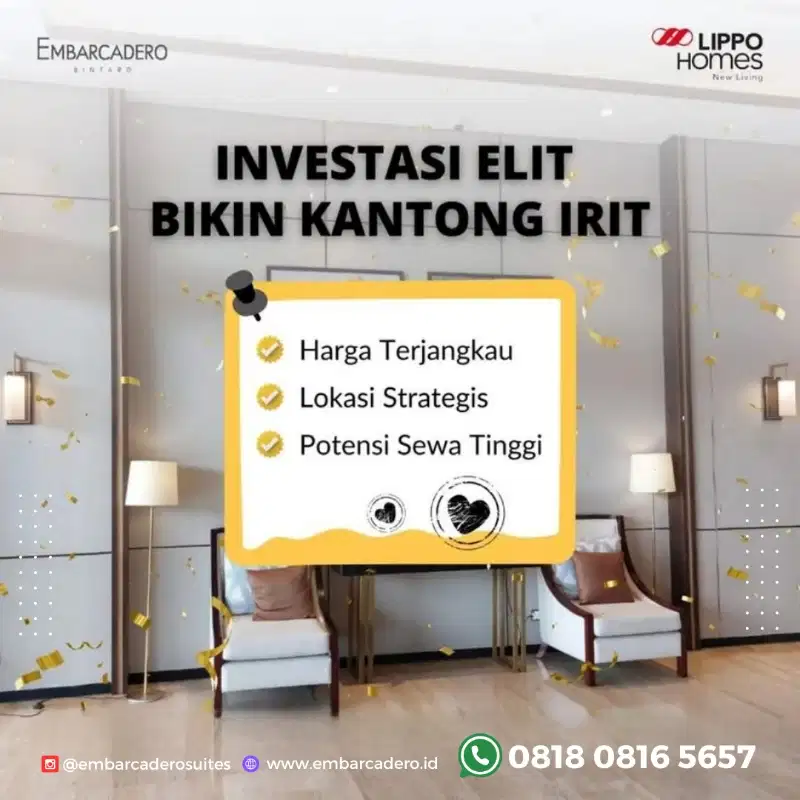 Dijual Embarcadero Bintaro 3BR Luas 90sqm Bisa KPA