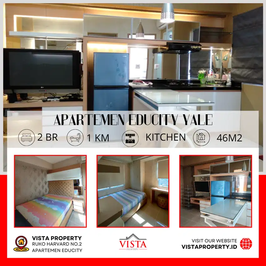 Dijual Apartemen Educity Type 2BR Corner Tower Yale by Vista Property