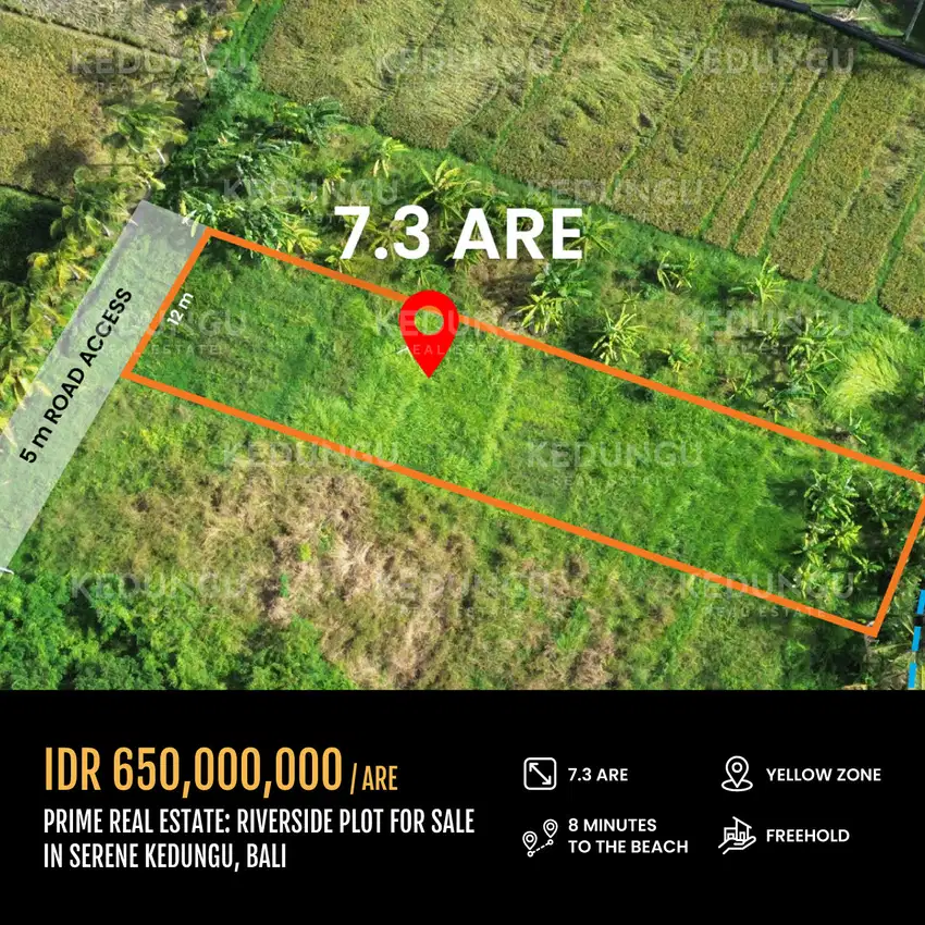 Prime Real Estate: Riverside Plot for Sale in Serene Kedungu, Bali