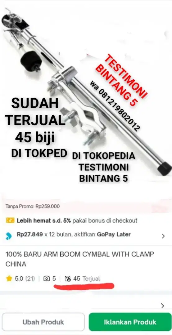 100%br TERMURAH ARM STAND SIMBAL PLUS CLAMP