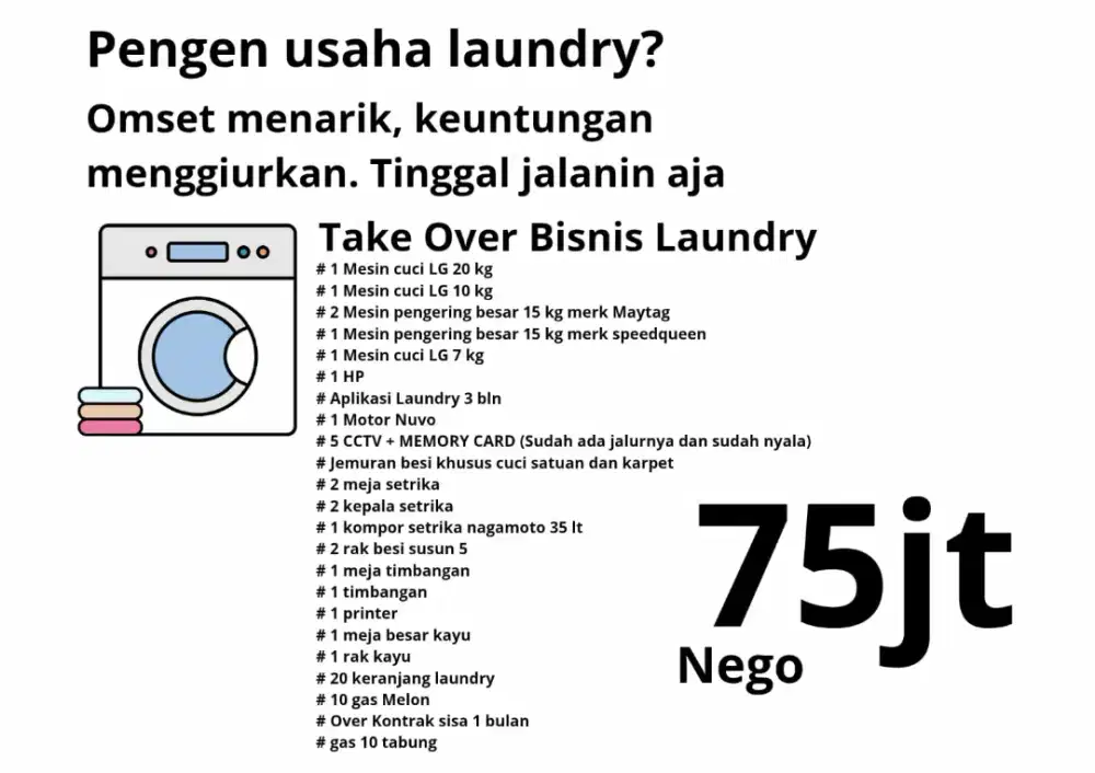 Dijual Usaha Laundry