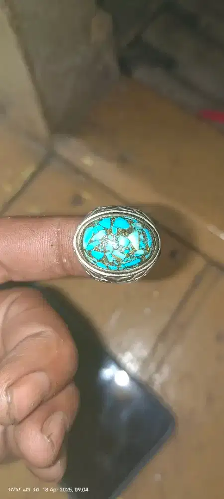 Batu akik pirus biru serat emas langka ,lawas