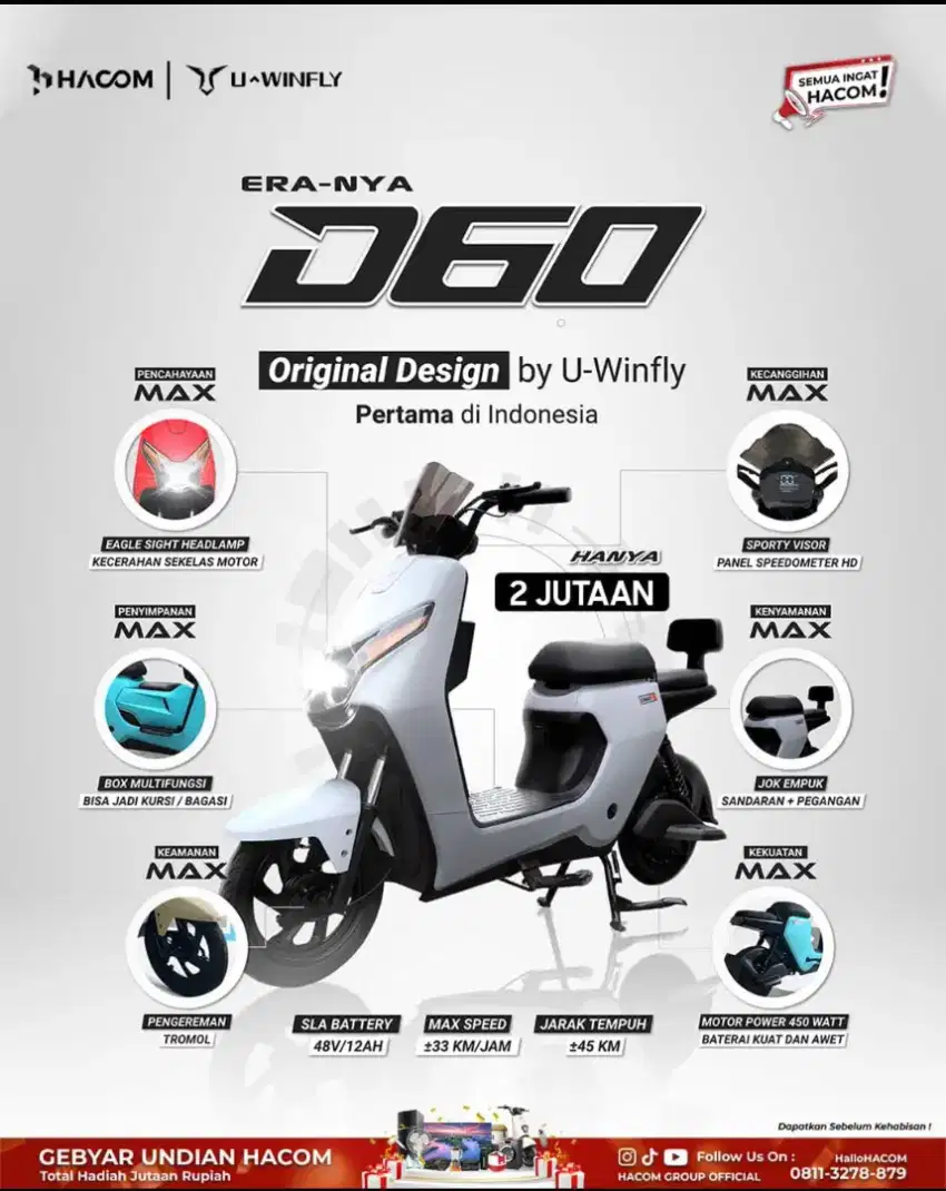 Promo Kredit Sepeda listrik Uwinfly D60 mulai 2jt.an