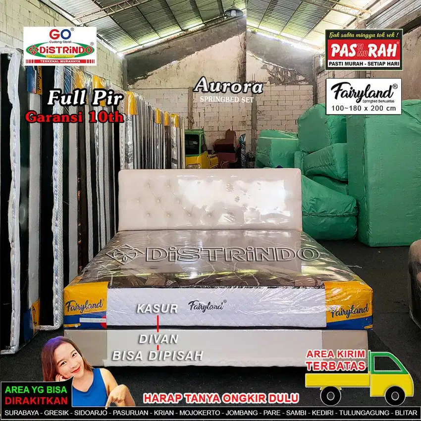Springbed Set Murah Komplit Kasur + Divan + Sandaran Full Pir Kualitas
