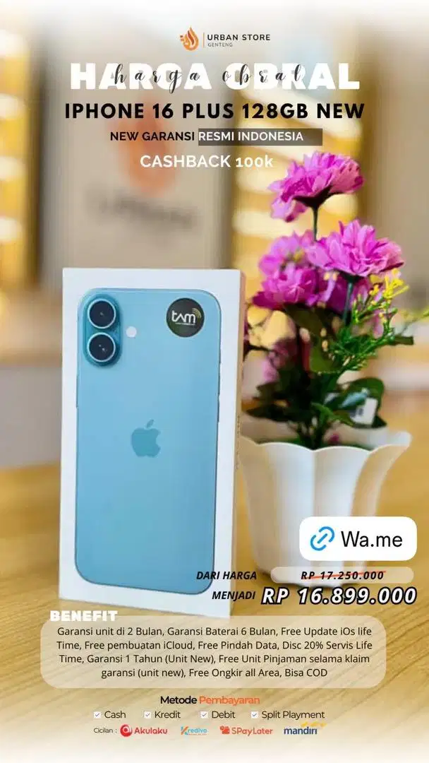 iPhone 16 Plus 128Gb New Garansi Resmi
