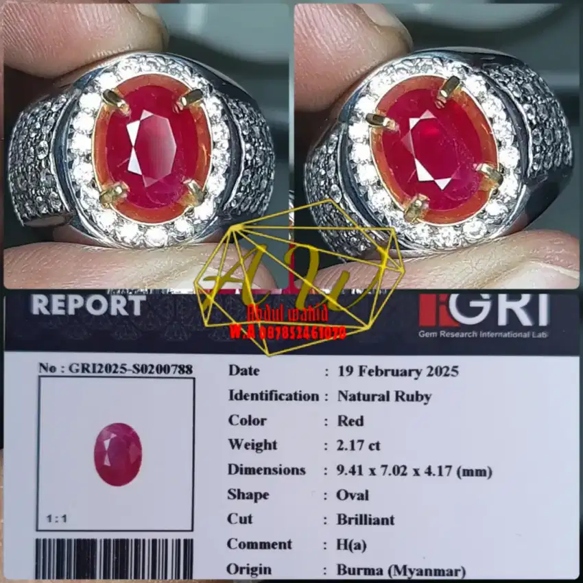 RED RUBY BURMA 2.17CARAT TOP COLOR ELEGANT