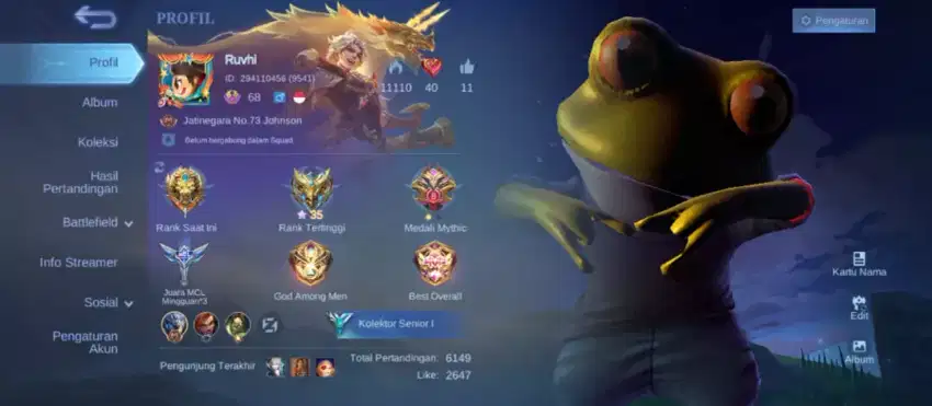 Akun Mobile legend ex imo