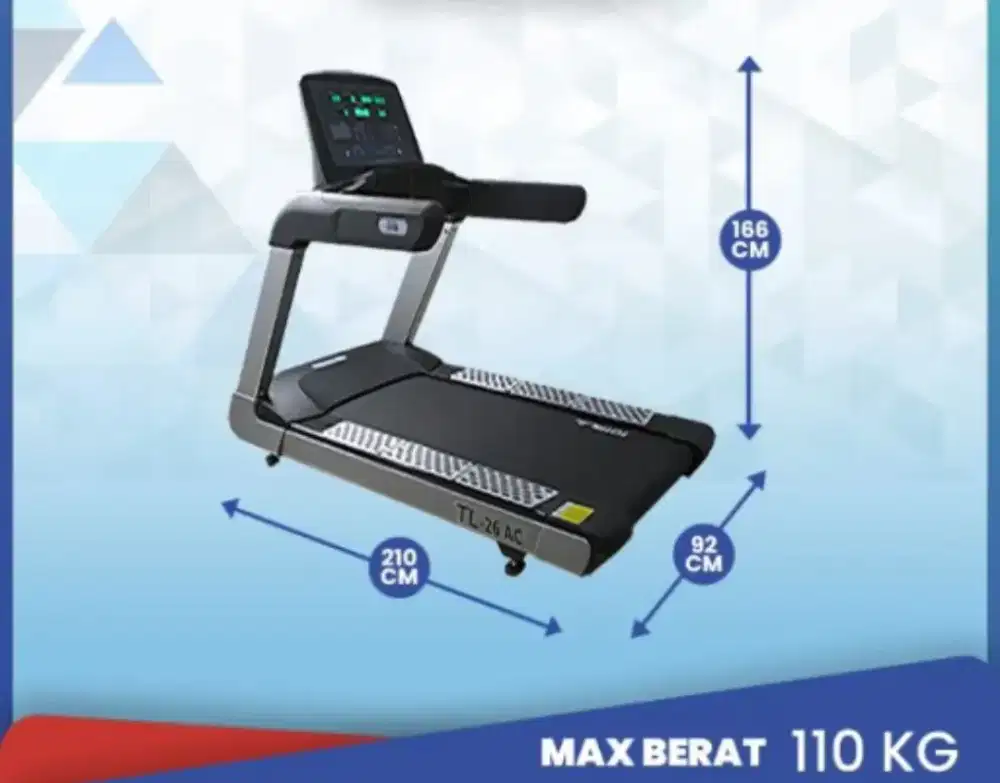 TOTAL FITNES Treadmill Electrik TL-26 AC Big Treadmill 6 HP Motor AC