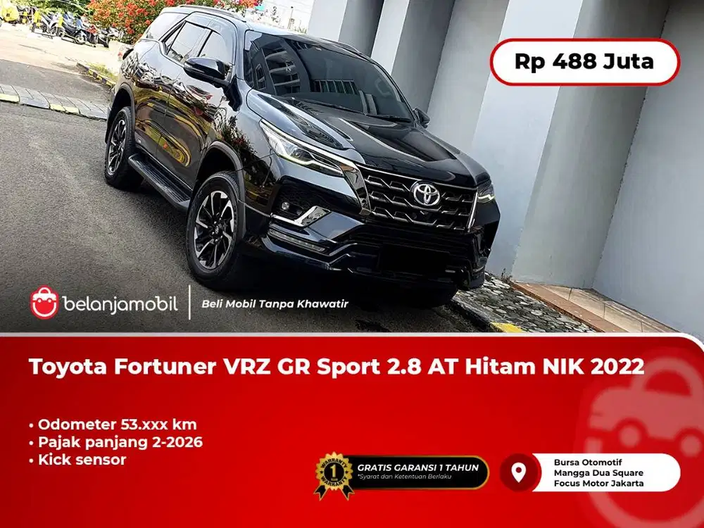 [ PAJAK PANJANG ] Toyota Fortuner VRZ GR Sport 2.8 AT Hitam 2022/2023