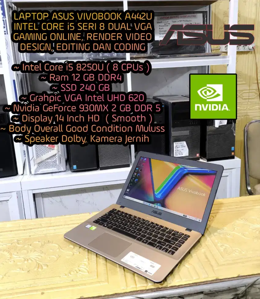 LAPTOP ASUS VIVOBOOK 
LAPTOP GAMING DESIGN EDITING CODING