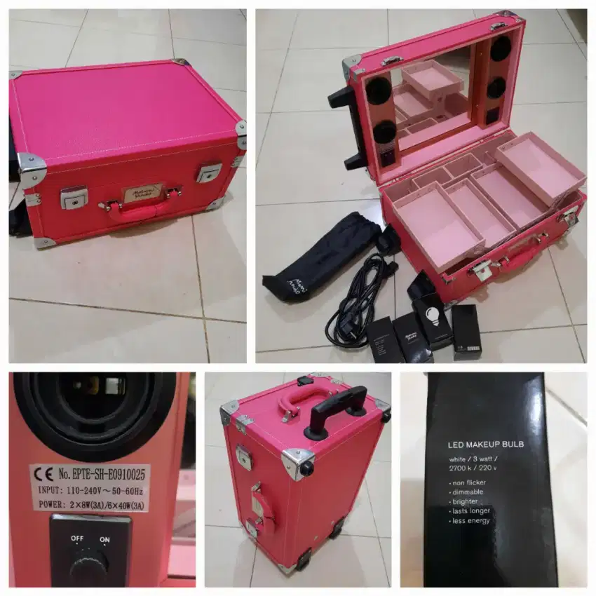 Preloved Tas Make Up + Lampu LED 4 pcs + Kabel