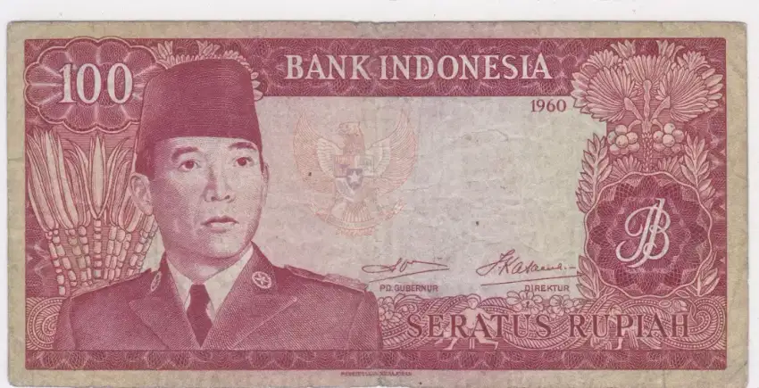 Uang kuno Soekarno 100 Rp tahun 1960