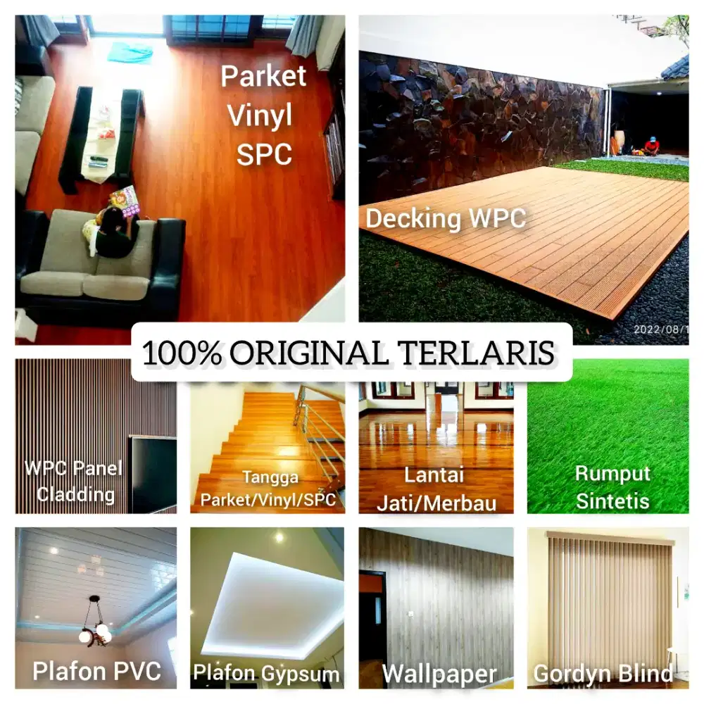 Harga Bersahabat : Lantai Kayu SPC,vinyl,decking WPC,parket,Wallpanel.