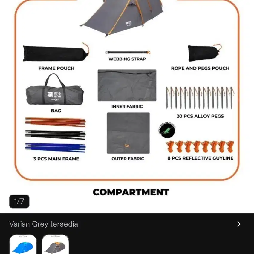 tenda paket komplit baru pake 1 x