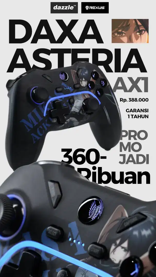 GAMEPAD REXUS ASTERIA MIKASA ATTACK ON TITAN EDITION