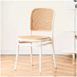 Kursi  Sintetis Minimalis – Bingkai Hitam Elegan, Gaya Natural