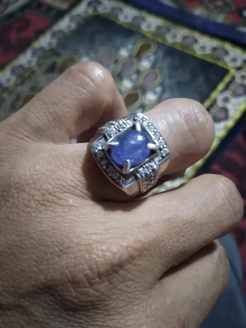 jual batu blue safir ring perak