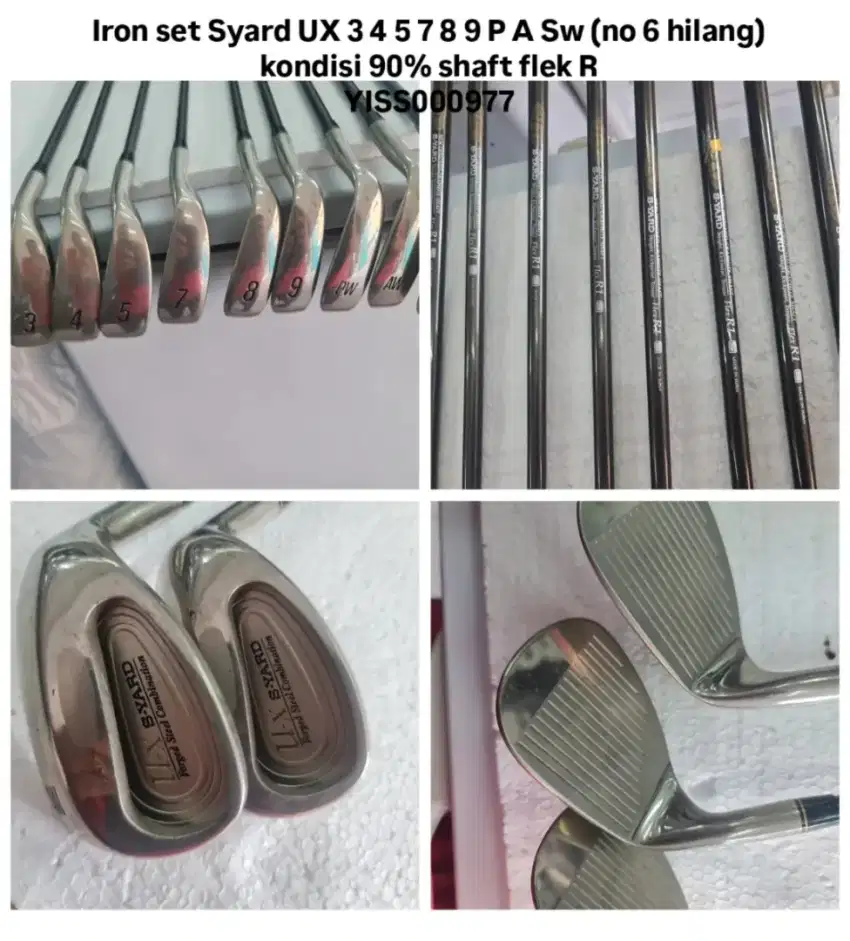 Iron set Syard UX 3 4 5 7 8 9 P A Sw 
(no 6 hilang) kondisi 90%