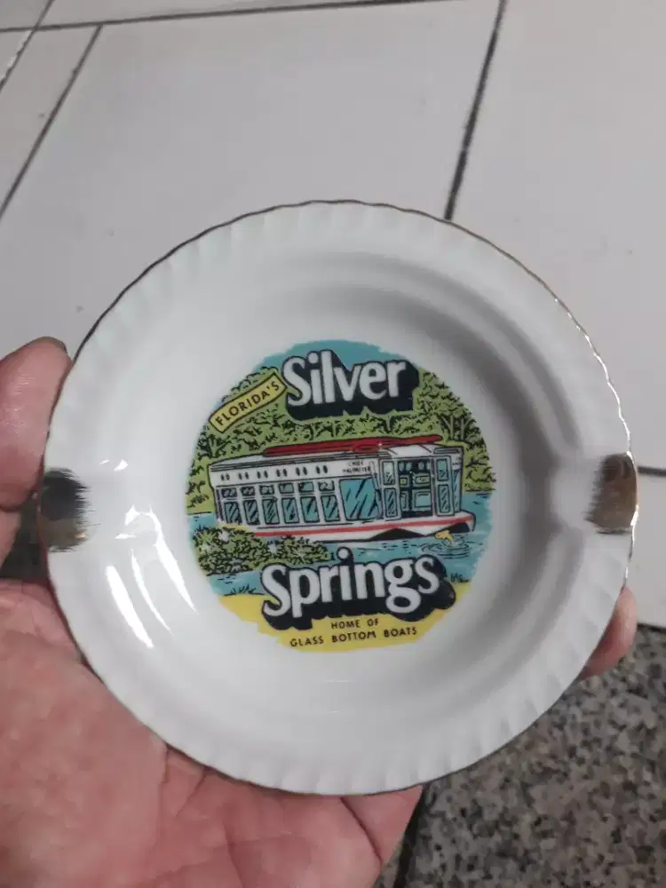 Antik vintage piring keramik souvenir Florida USA diameter 10 cm mulus