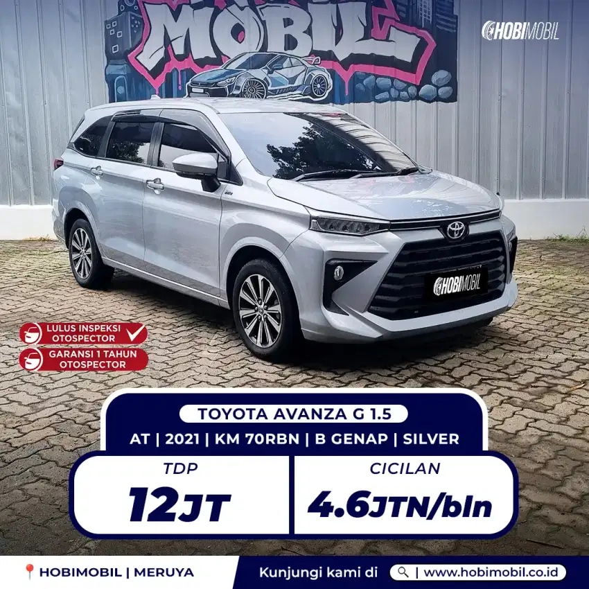 Avanza G 1.5 NON TSS AT Thn 2021 Pemakaian 2022